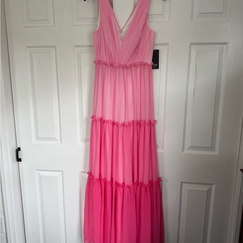 Aidan Mattox Pink Tiered Maxi Dress